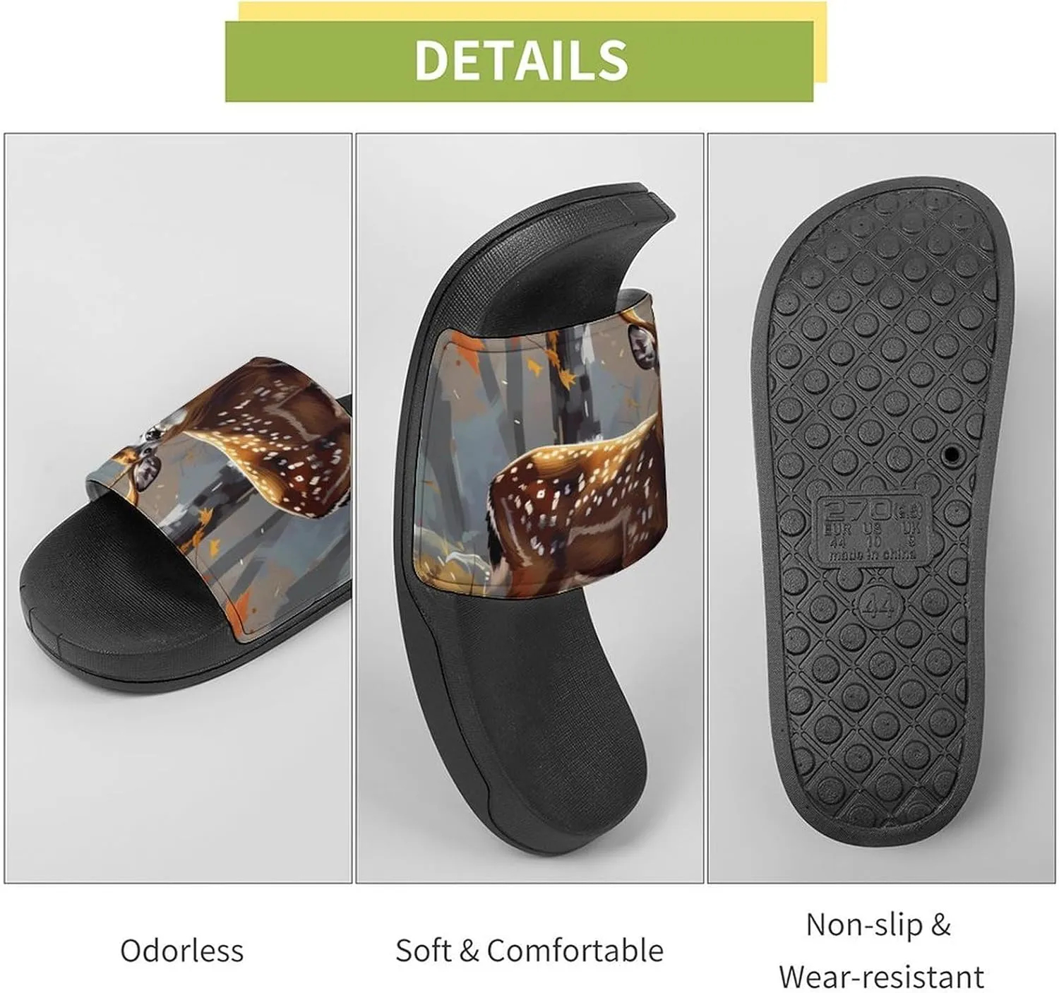 Deer Forests Funny Slippers Slides Sandals Shower Home House Shoes Non Slip Soft Sole Shoe For Men Women Bathroom