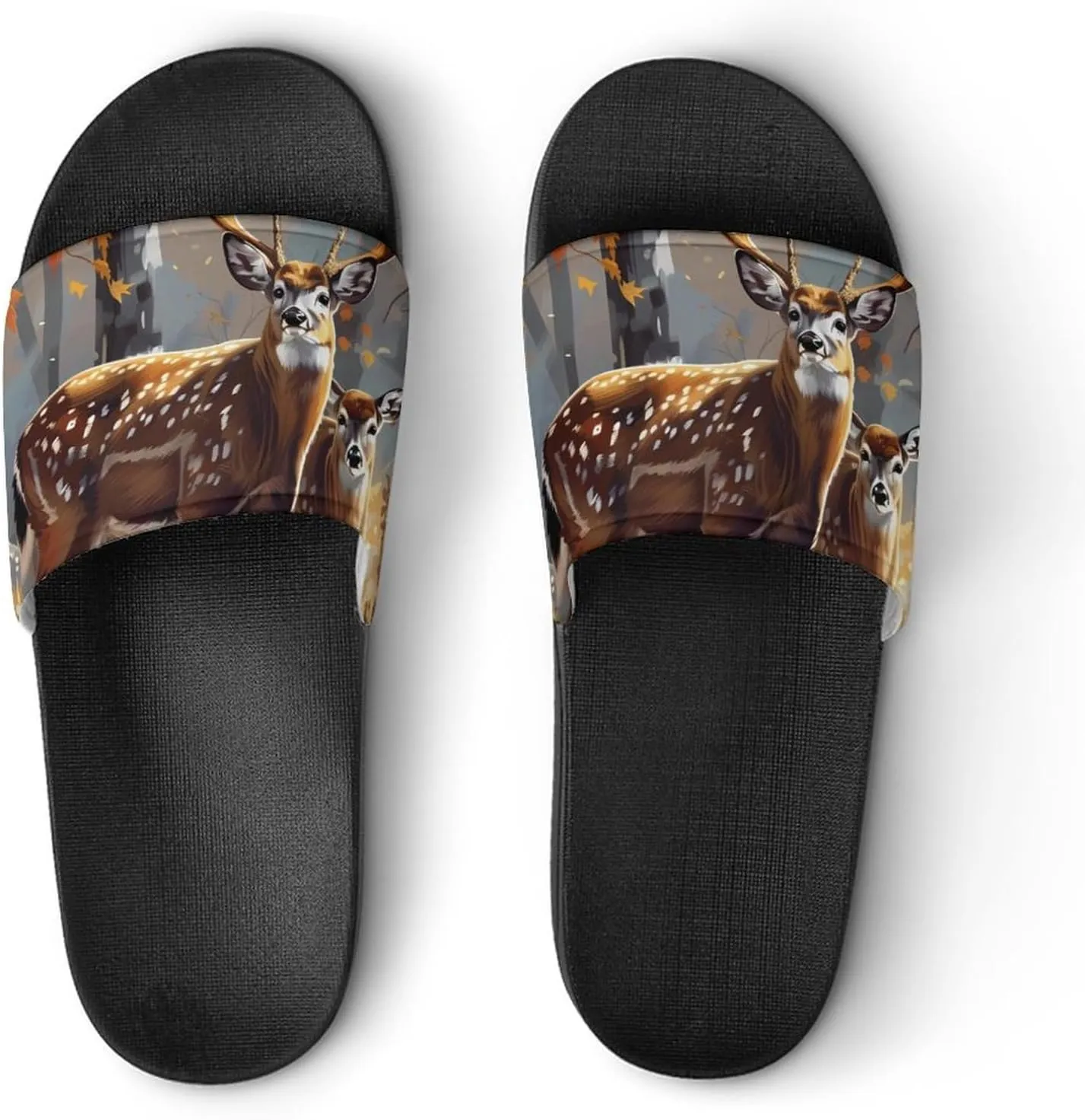 Deer Forests Funny Slippers Slides Sandals Shower Home House Shoes Non Slip Soft Sole Shoe For Men Women Bathroom