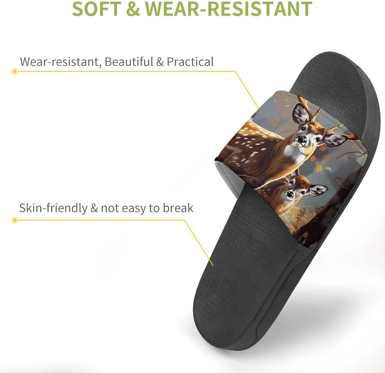 Deer Forests Funny Slippers Slides Sandals Shower Home House Shoes Non Slip Soft Sole Shoe For Men Women Bathroom