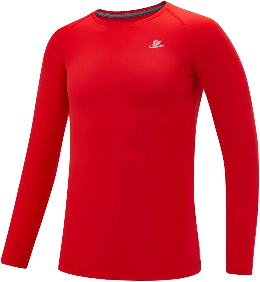 DEVOROPA Youth Boys Compression Shirt Long Sleeve Football Baseball Undershirt Quick Dry Kids Sports Baselayer Crewneck