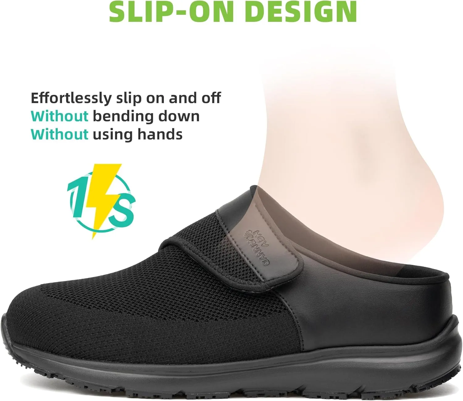 Diabetic Shoes for Men Wide Non-Slip Water-Resistant Orthopedic Slip On Walking Shoes with Adjustable Closure for Swollen Feet Neuropathy Relief, Easy Fit, Arch Support