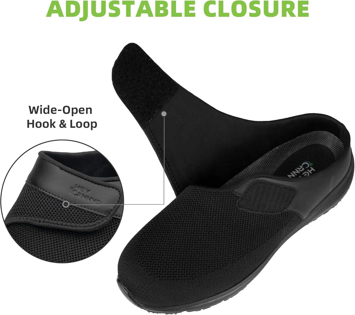 Diabetic Shoes for Men Wide Non-Slip Water-Resistant Orthopedic Slip On Walking Shoes with Adjustable Closure for Swollen Feet Neuropathy Relief, Easy Fit, Arch Support