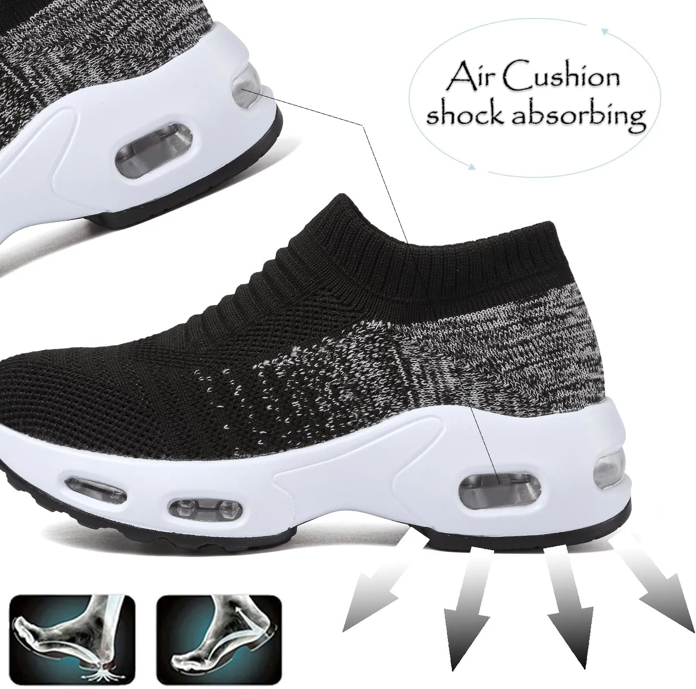 DimaiGlobal Women's Walking Shoes Sock Sneakers Slip On Comfort Mesh Fashion Cushion Lady Girls Modern Jazz Dance Easy Shoes Wedge Platform Loafers