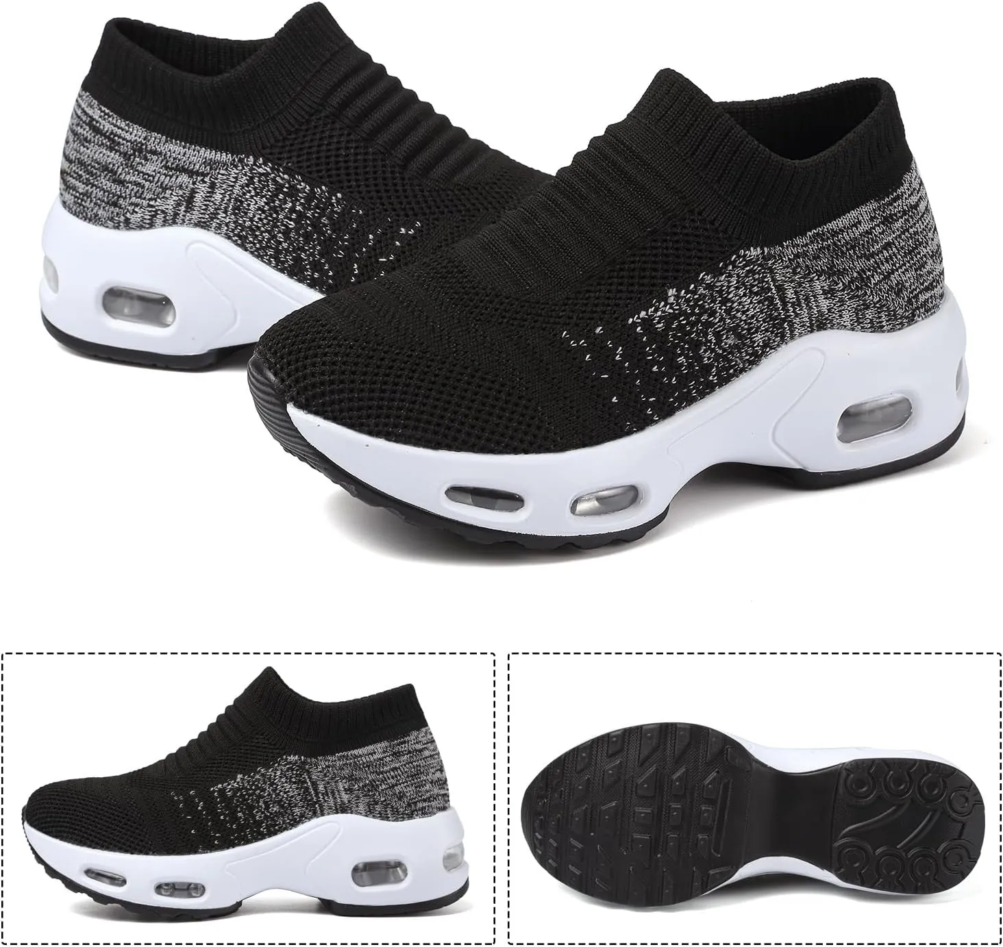 DimaiGlobal Women's Walking Shoes Sock Sneakers Slip On Comfort Mesh Fashion Cushion Lady Girls Modern Jazz Dance Easy Shoes Wedge Platform Loafers