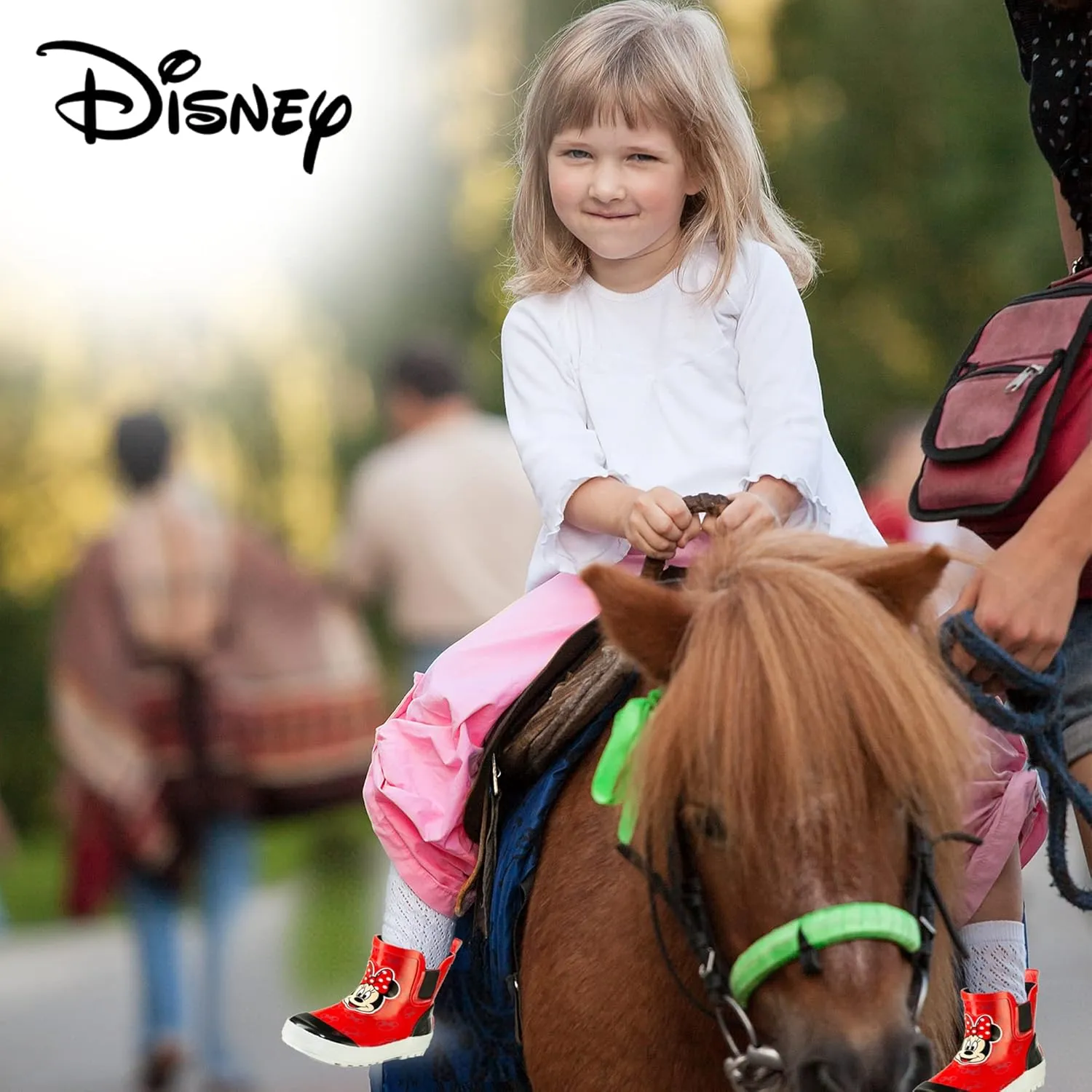Disney Girl Minnie Mouse Mid Height Easy Slip-on Waterproof Rubber Boots - Size