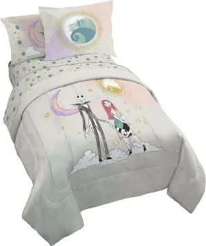 Disney Nightmare Before Christmas Full Size Comforter Set - 7 Piece Jack and Sally Bedding Includes Sheet Set & Pillow Covers - Super Soft Ombre Bedding