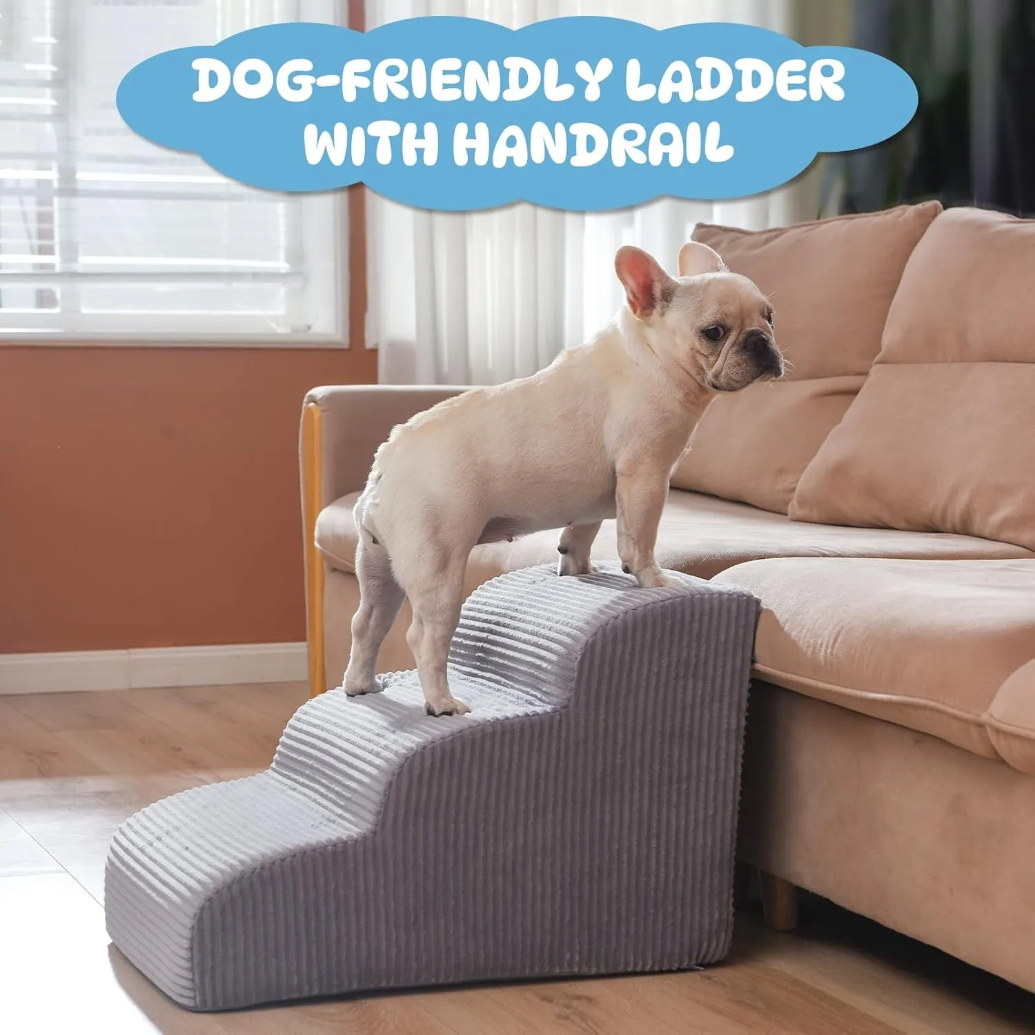 Dog Stairs Steps for High Bed - 4 Steps Pet Steps for Small Dogs and Cats Non-Slip Removable Washable Cover Ramp for Indoor Outdoor Car SUV Couch Sofa(H: 20")