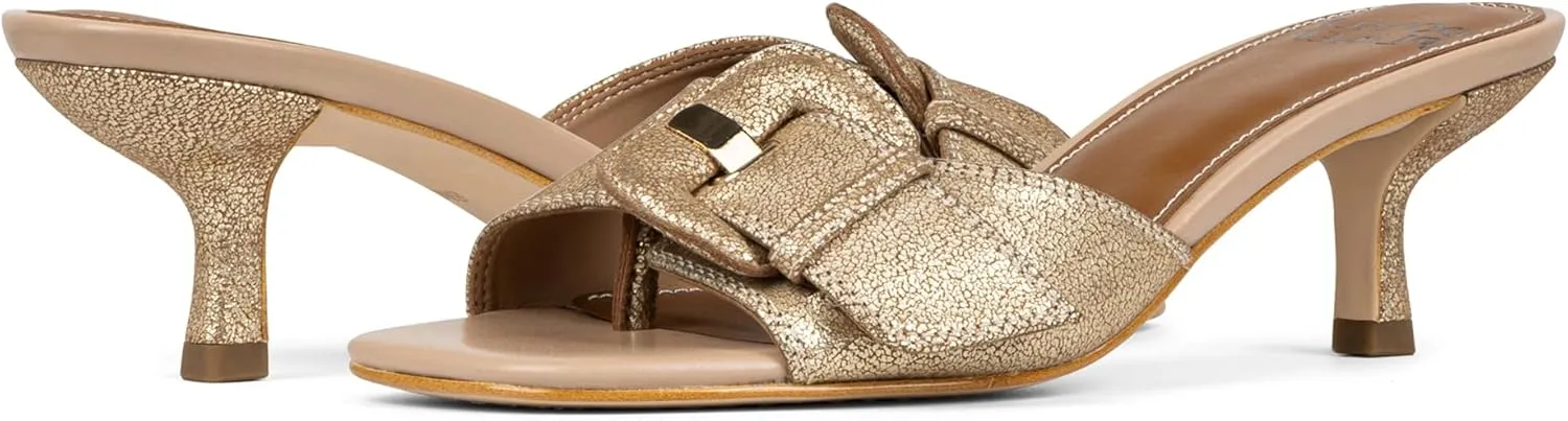 Donald Pliner Women’s Cherry Slide Heeled Sandal, 2.5” Kitten Heel Sandals for Women, Slip On Dress Shoes