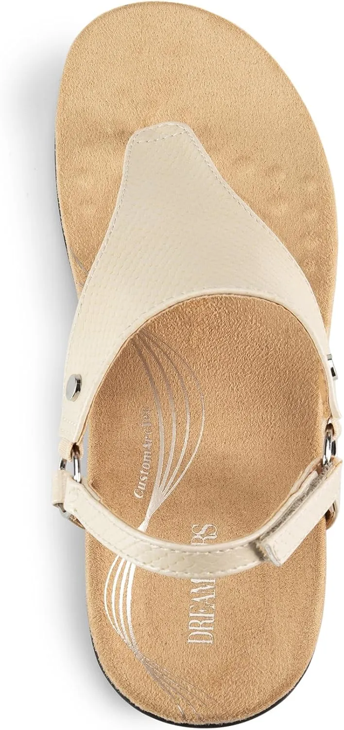 DREAM PAIRS Women's Flat Sandals Arch Support Orthopedic Comfortable Soft Cushion Summer T-Strap Walking Thong Sandals