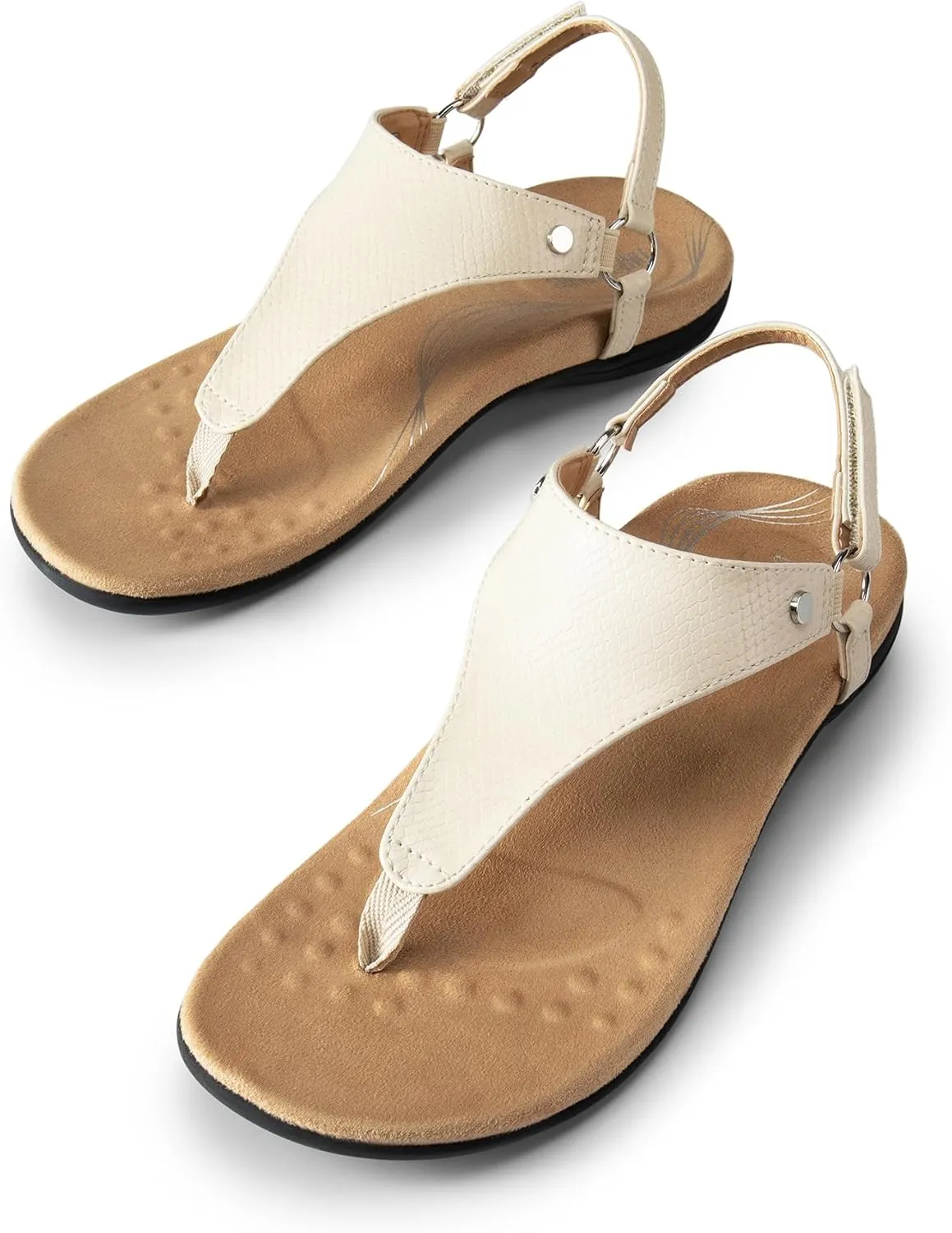DREAM PAIRS Women's Flat Sandals Arch Support Orthopedic Comfortable Soft Cushion Summer T-Strap Walking Thong Sandals