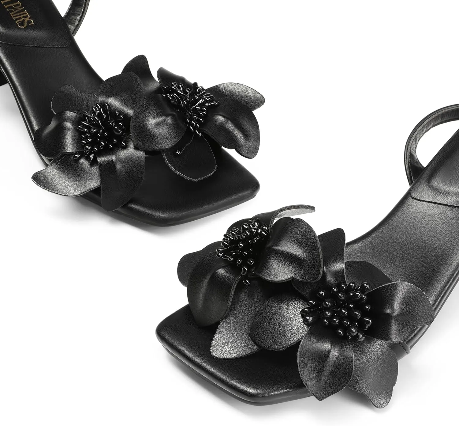 DREAM PAIRS Women's Flower Wedding Heels Cute Square Toe Slingback Low Kitten Heels Sandals with Ankle Strap