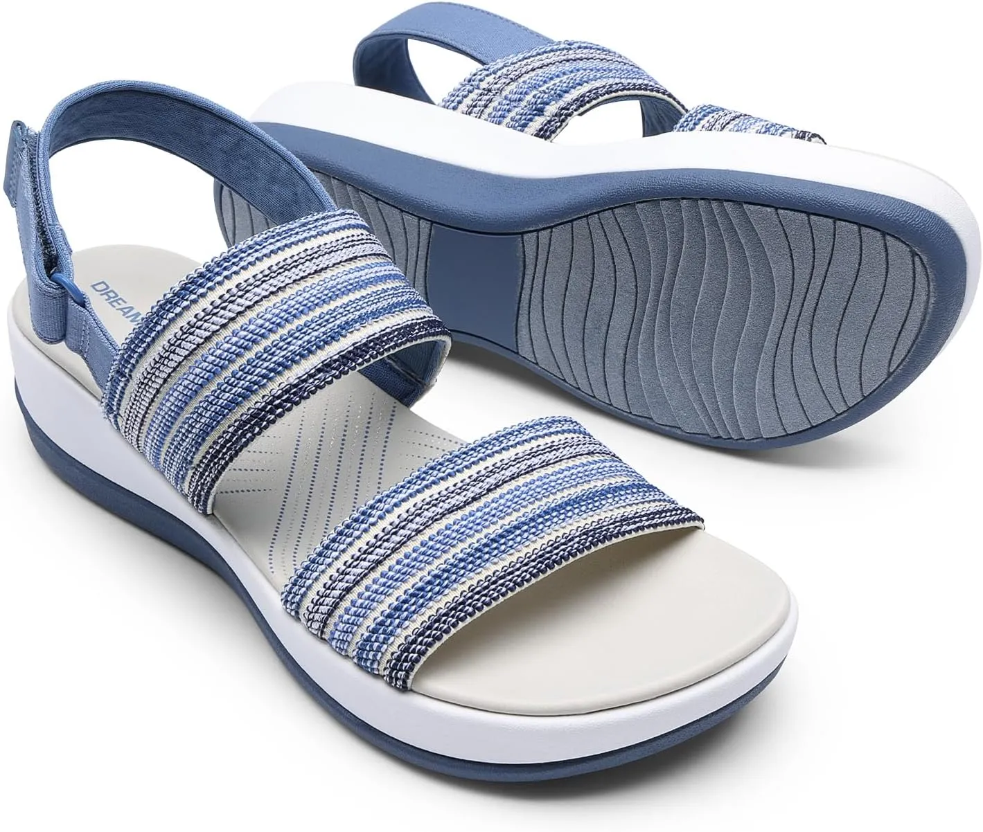 DREAM PAIRS Women's Walking Sandals Lightweight Soft Footbed Low Wedge Comfort Indoor Outdoor Flat Sandals