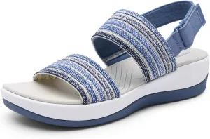DREAM PAIRS Women's Walking Sandals Lightweight Soft Footbed Low Wedge Comfort Indoor Outdoor Flat Sandals