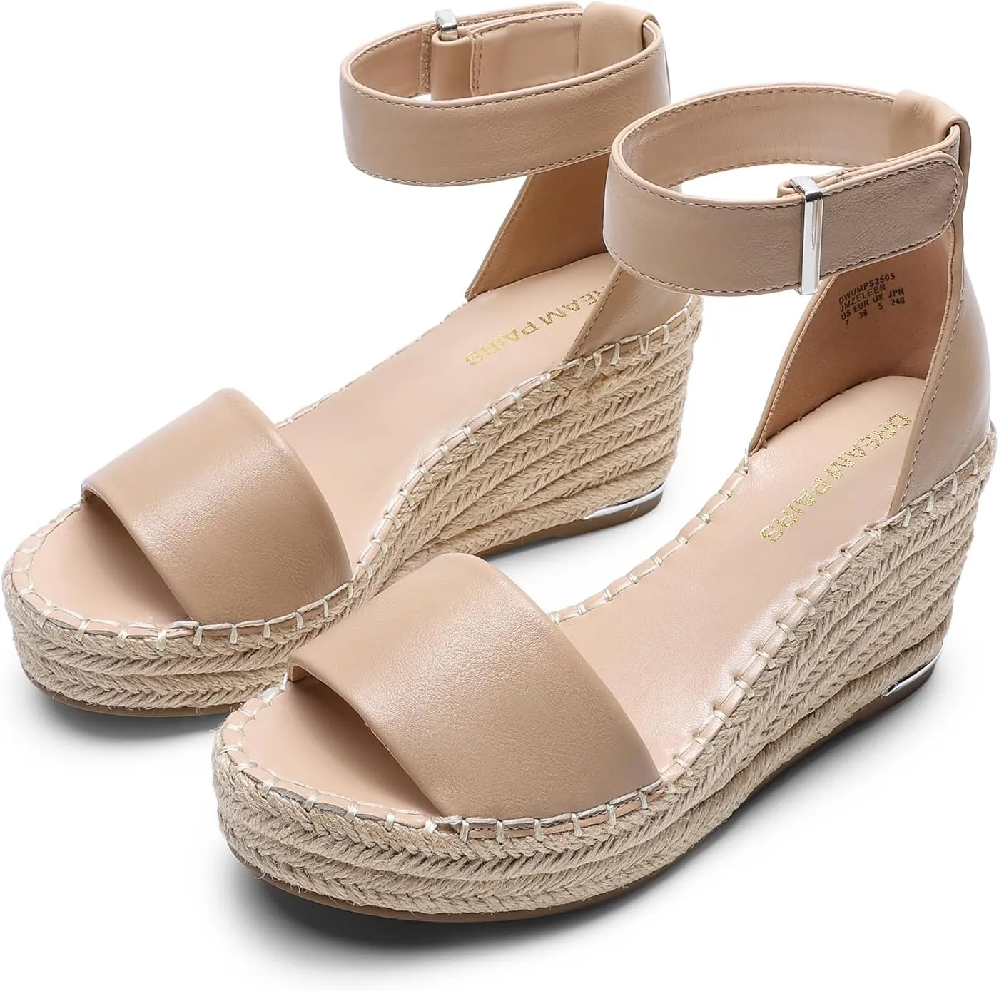 DREAM PAIRS Women's Wedge Sandals Open Toe Espadrilles Sandals Comfortable Dressy Ankle Strap Platform Sandals Suitable for Work Beach Summer Shoes