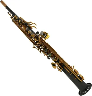 Eastern music black nickel plated straight soprano saxophone gold keys w/case