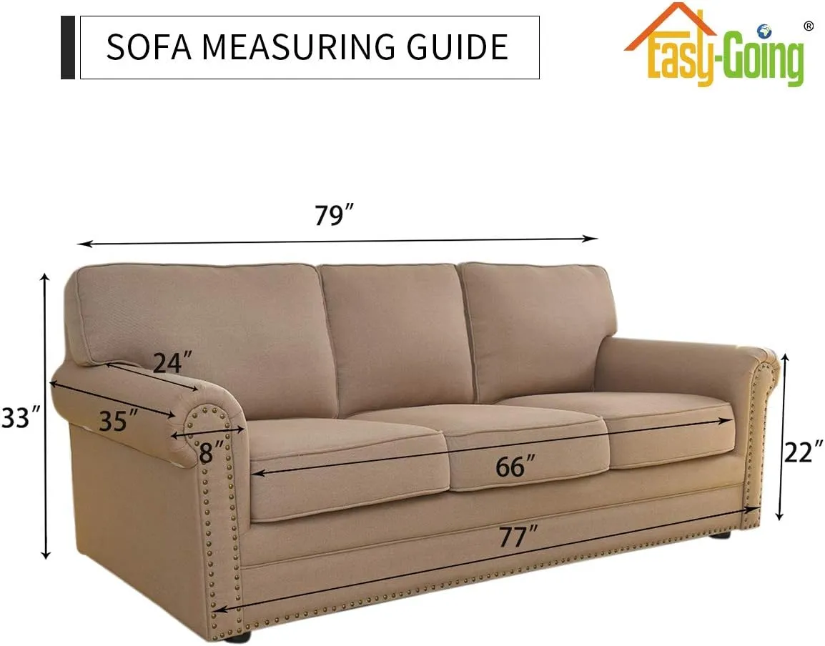 Easy-Going Fleece Stretch Sofa Slipcover Spandex Non-Slip Soft Couch Sofa Cover, Washable Furniture Protector with Anti-Skid Foam and Elastic Bottom for Kids, Pets(Sofa, Camel)