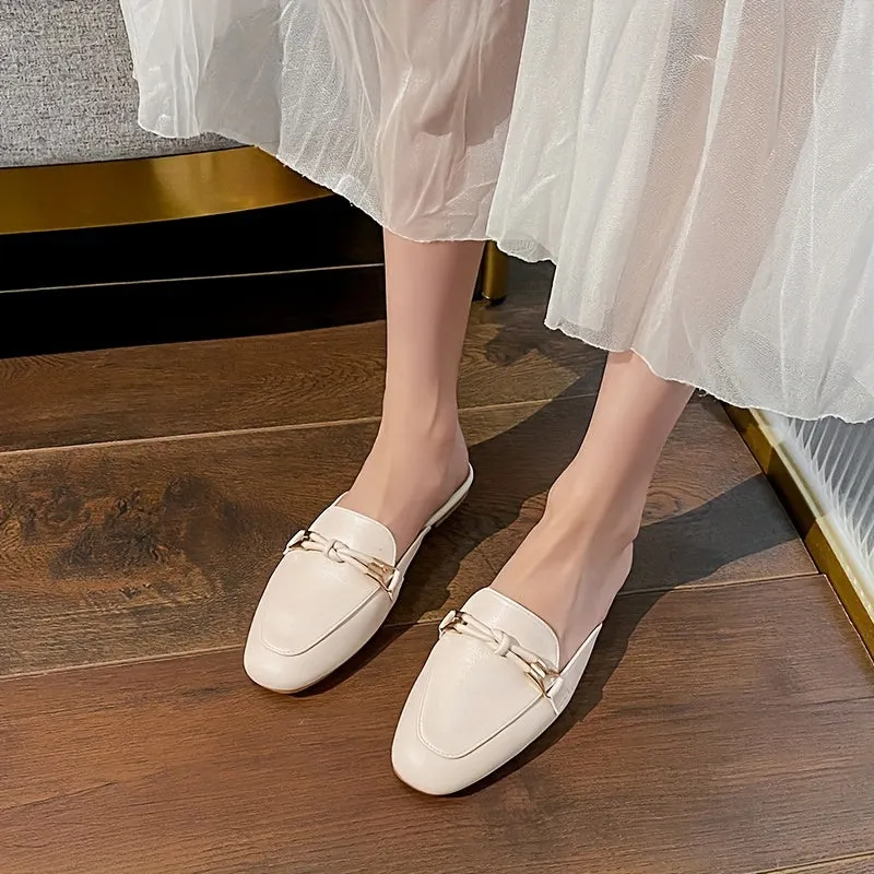 Elegant Beige Slip-On Mules