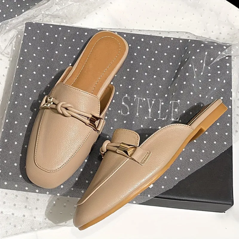 Elegant Beige Slip-On Mules