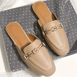 Elegant Beige Slip-On Mules