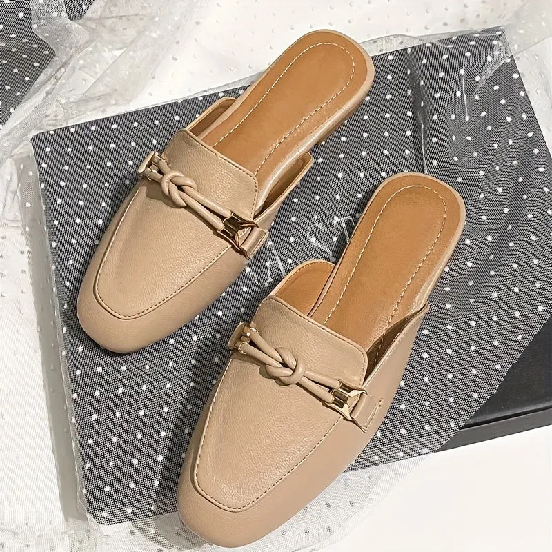 Elegant Beige Slip-On Mules