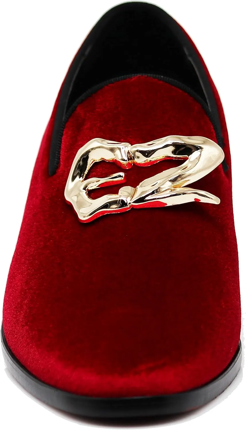 Enzo Romeo Plum05 Men's Dress Loafers Elastic Slip on with Buckle Fashion Shoes