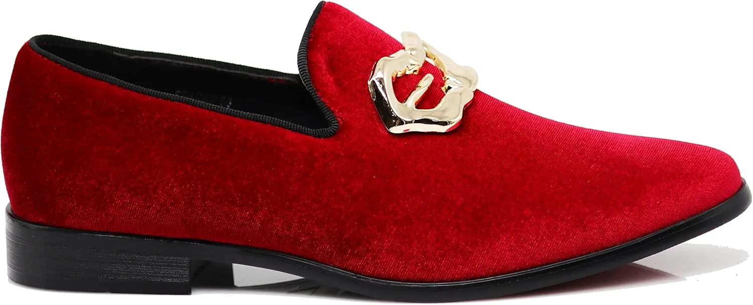 Enzo Romeo Plum05 Men's Dress Loafers Elastic Slip on with Buckle Fashion Shoes