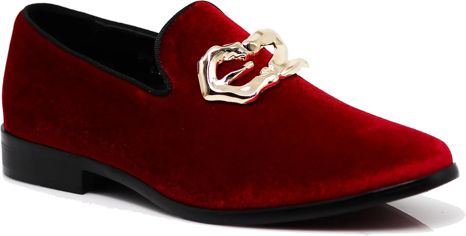 Enzo Romeo Plum05 Men's Dress Loafers Elastic Slip on with Buckle Fashion Shoes