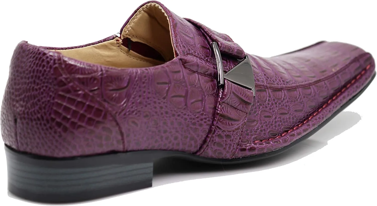 Enzo Romeo Santcro Men's Dress Crocodile Print Loafers Elastic Slip on with Buckle Fashion Shoes Runs Half Size Big