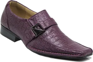 Enzo Romeo Santcro Men's Dress Crocodile Print Loafers Elastic Slip on with Buckle Fashion Shoes Runs Half Size Big
