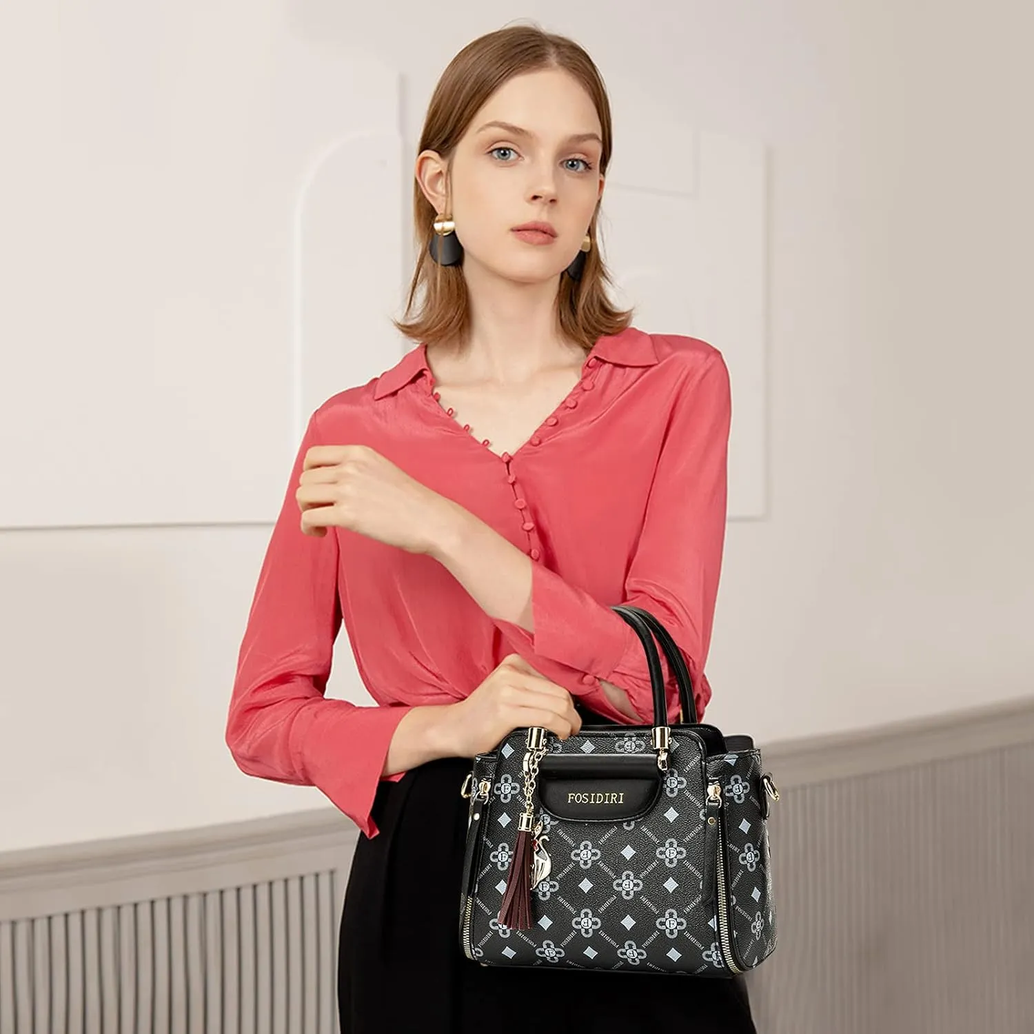 Ergocar 2022 New Women's Tote Handbags with Tassel Pendant, Fashion Vintage Tote Bag, Elegant Top-Handle Bag Boston Bag