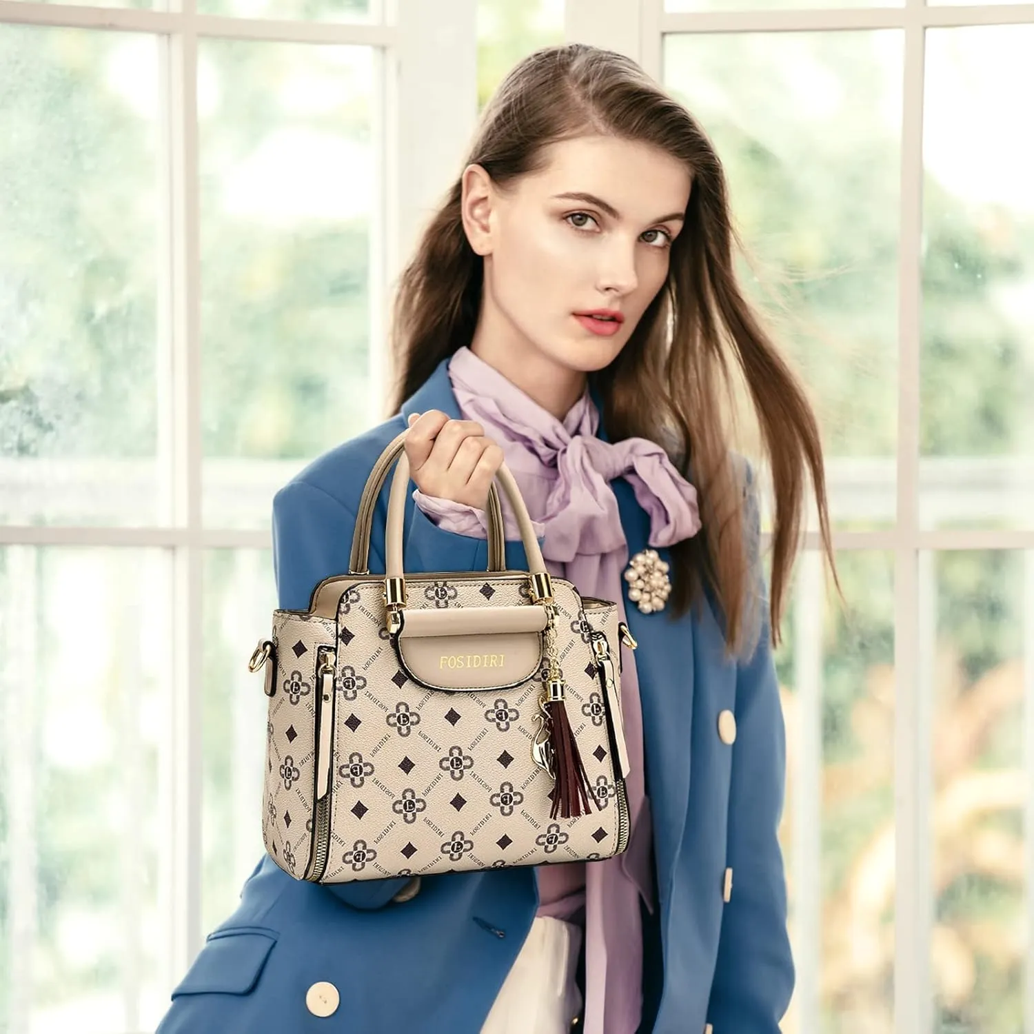 Ergocar 2022 New Women's Tote Handbags with Tassel Pendant, Fashion Vintage Tote Bag, Elegant Top-Handle Bag Boston Bag