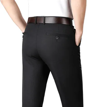 ESSYSHE Men’s Slim Fit Flat Front Dress Pants Wrinkle Free Khaki Pants