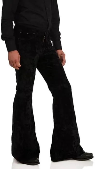 EVEDESIGN Mens Bell Bottom Velvet Pants 60s 70s Disco Outfits for Men Vintage Flared Jeans