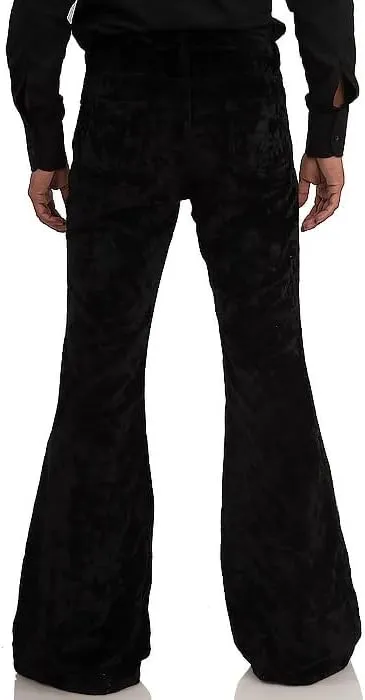EVEDESIGN Mens Bell Bottom Velvet Pants 60s 70s Disco Outfits for Men Vintage Flared Jeans