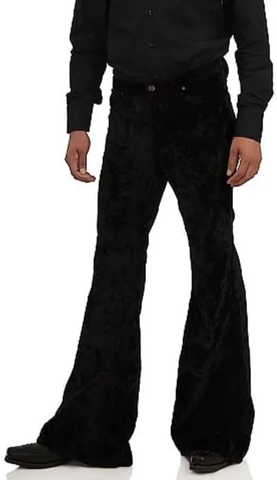 EVEDESIGN Mens Bell Bottom Velvet Pants 60s 70s Disco Outfits for Men Vintage Flared Jeans