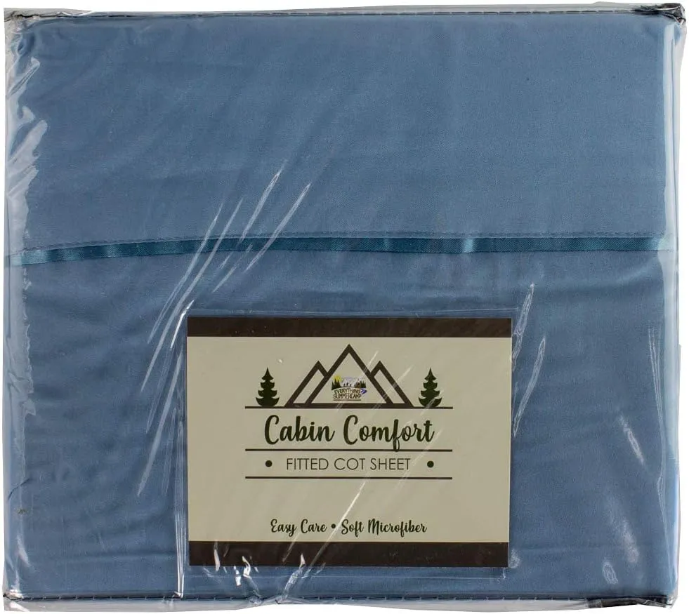 Everything Summer Camp Cabin Comfort - Cot Sheet for Camping and RV Cots - Fits All Cot Size Beds Comfortably -72 x 28 Inches - Super Soft (1 Piece Cot (Fitted), Dusty Blue)