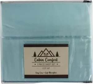 Everything Summer Camp Cabin Comfort - Cot Sheet for Camping and RV Cots - Fits All Cot Size Beds Comfortably -72 x 28 Inches - Super Soft (3 Piece Cot (Fitted, Flat, Pillowcase), Aqua Sky)