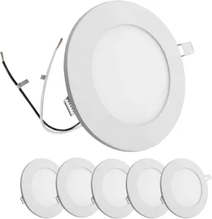 Facon 4.5Inch 12V LED Puck Light RV Interior Lights, Aluminum Slim Recessed Mount, 12Volts RV Lighting Fixture for Van Camper Trailer Motorhome Boat (6Packs, 4.5 Inch 4000K)