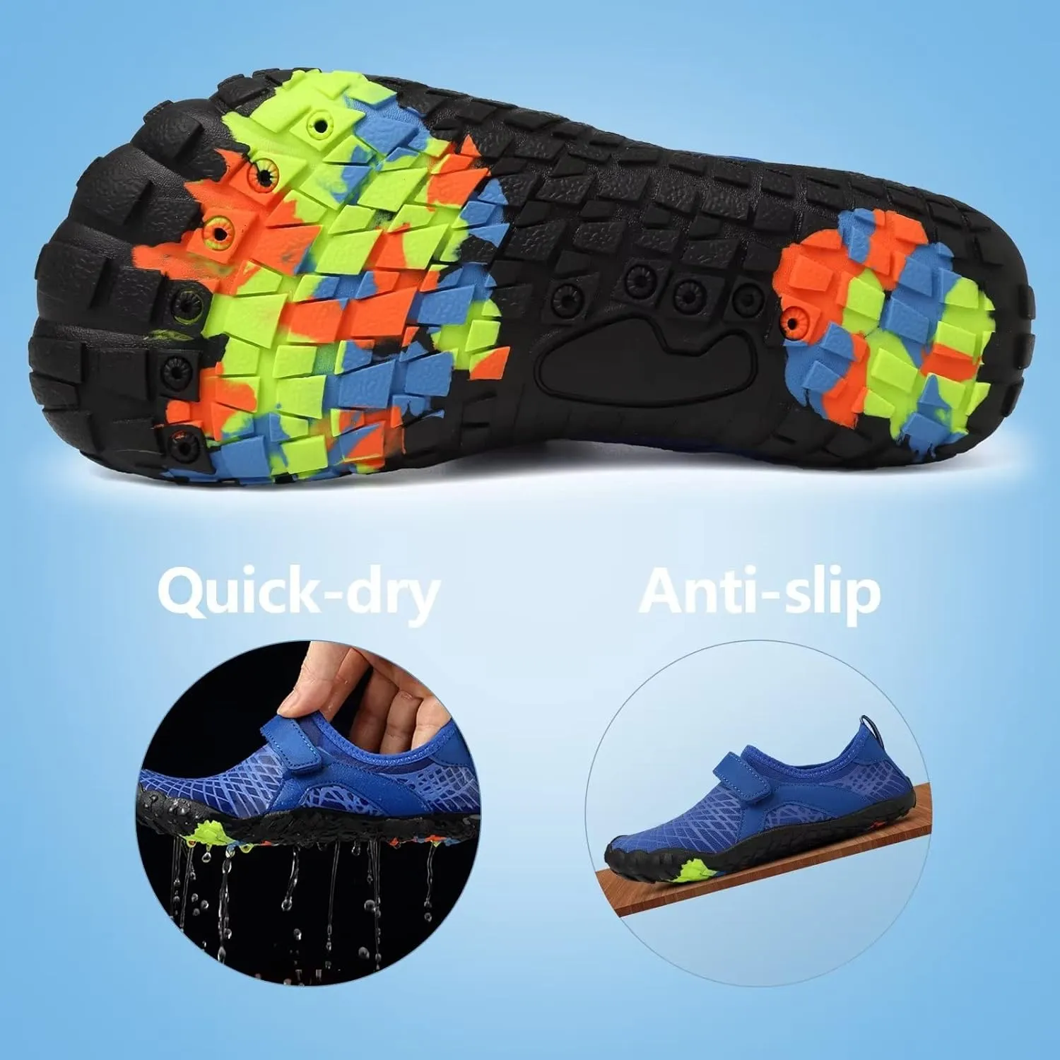 FANTURE Girls & Boys Water Shoes Lightweight Comfort Sole Easy Walking Athletic Slip on Aqua Sock(Toddler/Little Kid/Big Kid)