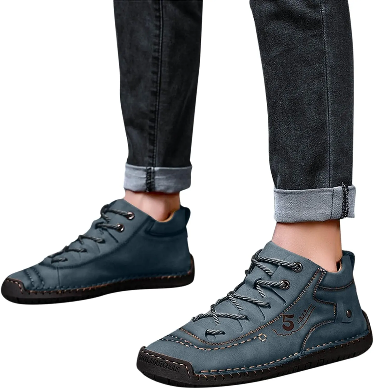 Fashion Leather Shoes for Men Fashion Summer and Autumn Men Leather Shoes Flat Soft Bottom Comfortable Mid Top Lace Up Casual Men Leather Shoes 10 Wide