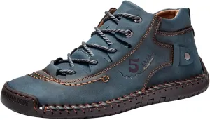 Fashion Leather Shoes for Men Fashion Summer and Autumn Men Leather Shoes Flat Soft Bottom Comfortable Mid Top Lace Up Casual Men Leather Shoes 10 Wide