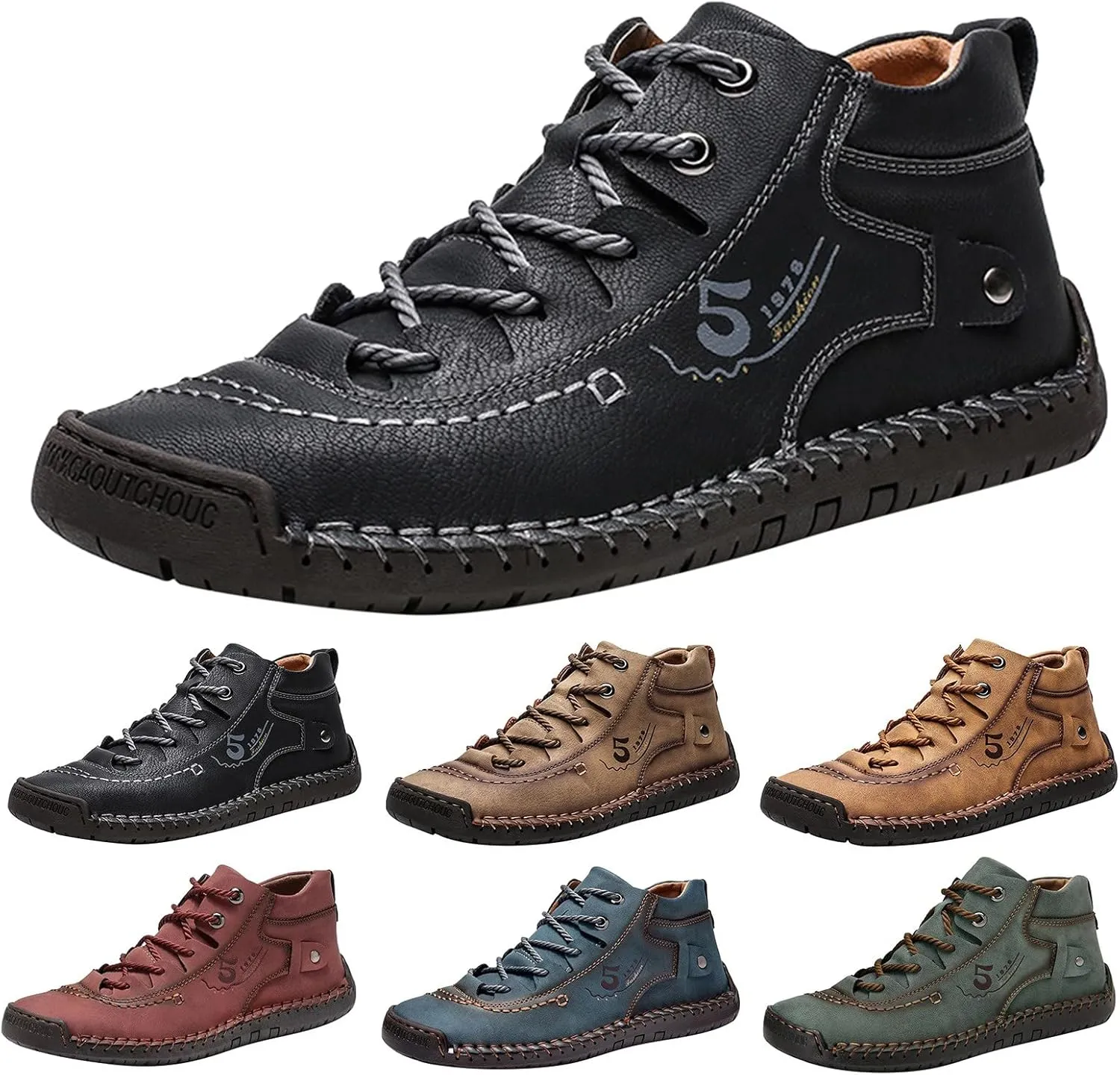 Fashion Leather Shoes for Men Fashion Summer and Autumn Men Leather Shoes Flat Soft Bottom Comfortable Mid Top Lace Up Casual Men Leather Shoes 10 Wide
