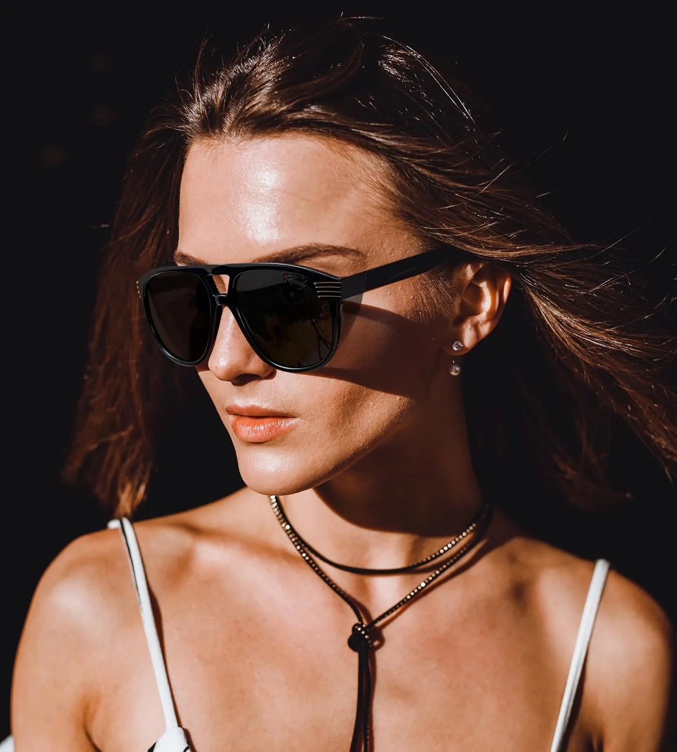 FEISEDY Steampunk with Side Shields Aviator Sunglasses for Men Women 80s Retro Flat Top Oversized Polarized Shades B0096