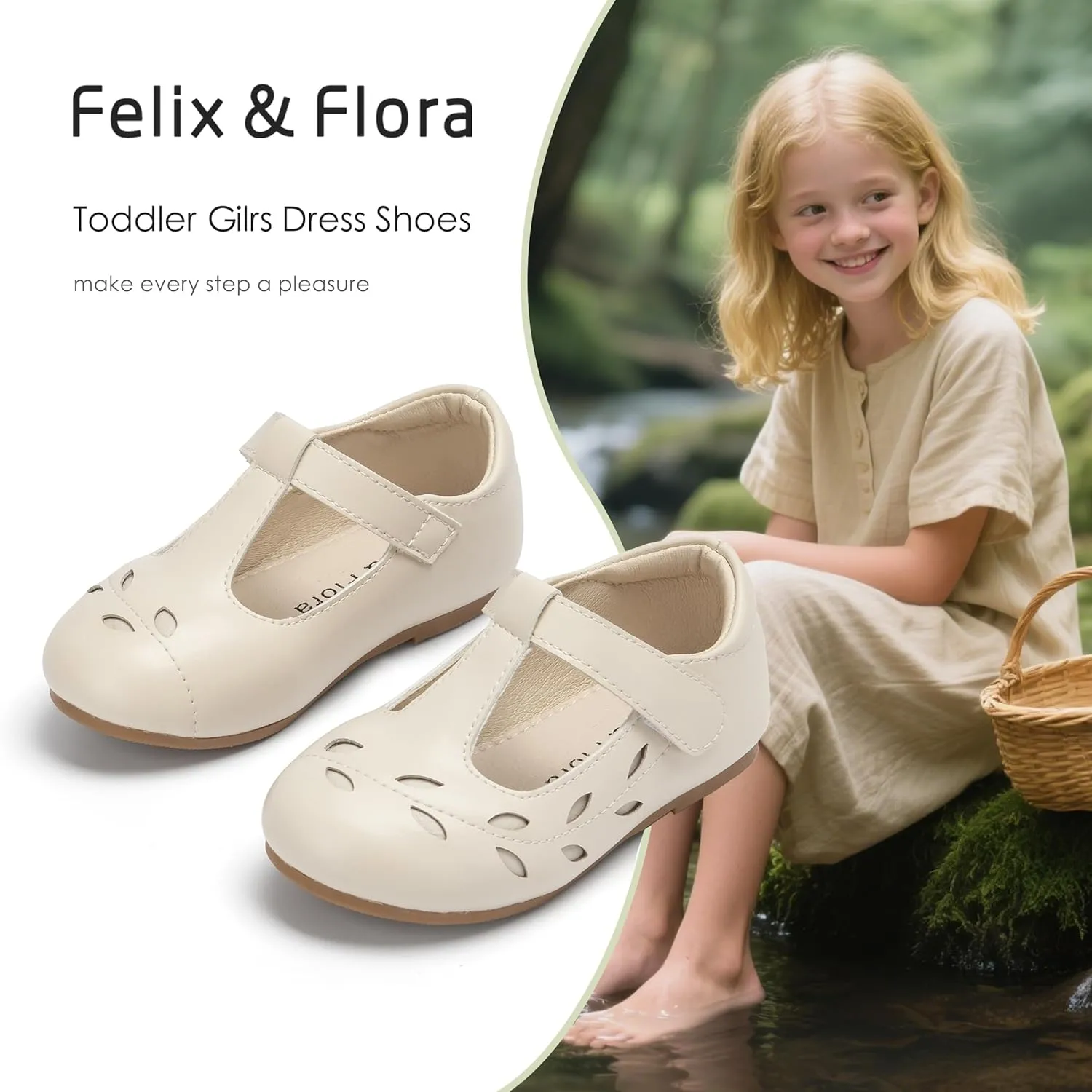 Felix & Flora Toddler Little Girl Flat Oxfords Dress Shoes - Mary Jane Princess for Girl Party School Shoes.