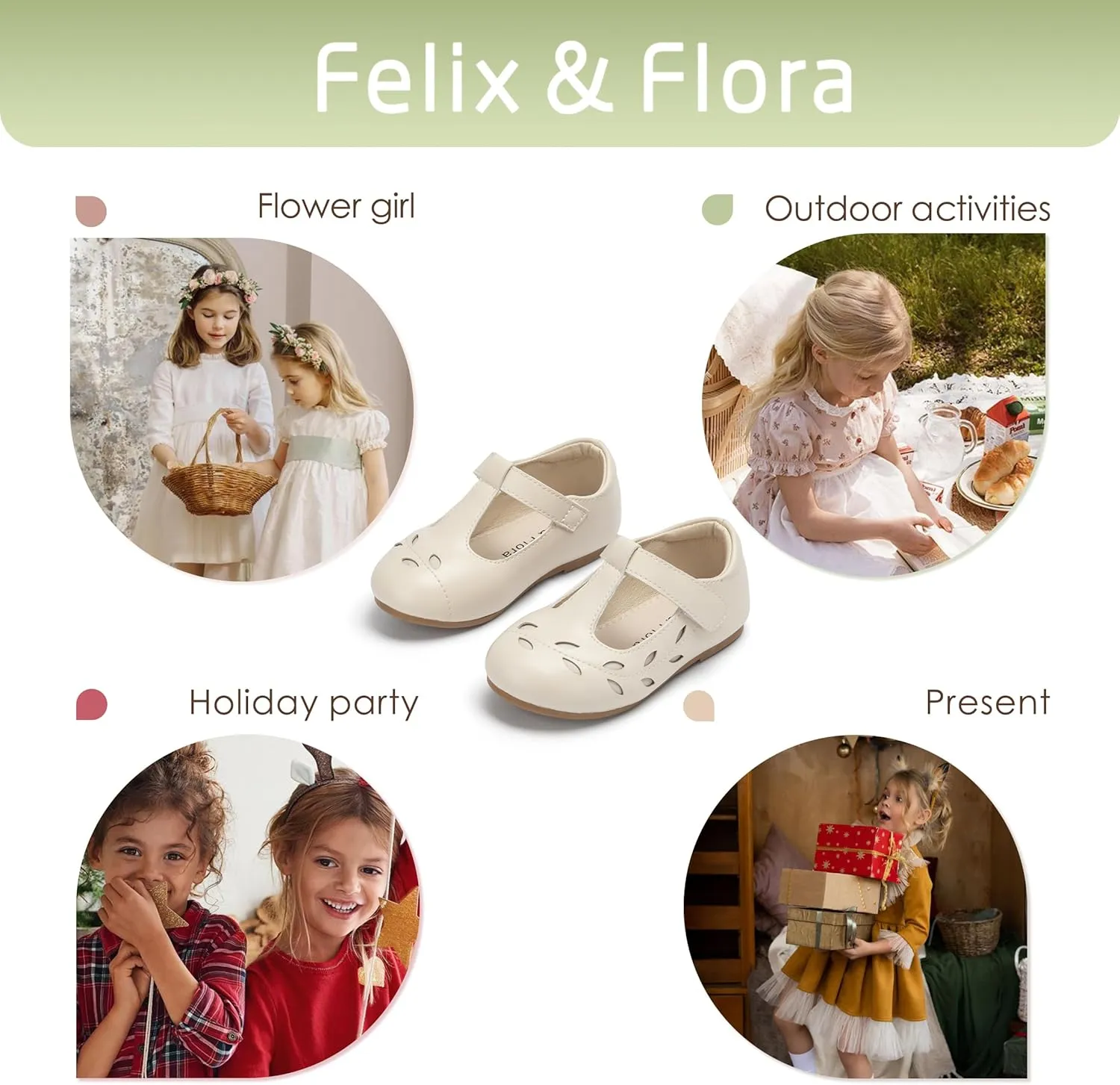 Felix & Flora Toddler Little Girl Flat Oxfords Dress Shoes - Mary Jane Princess for Girl Party School Shoes.
