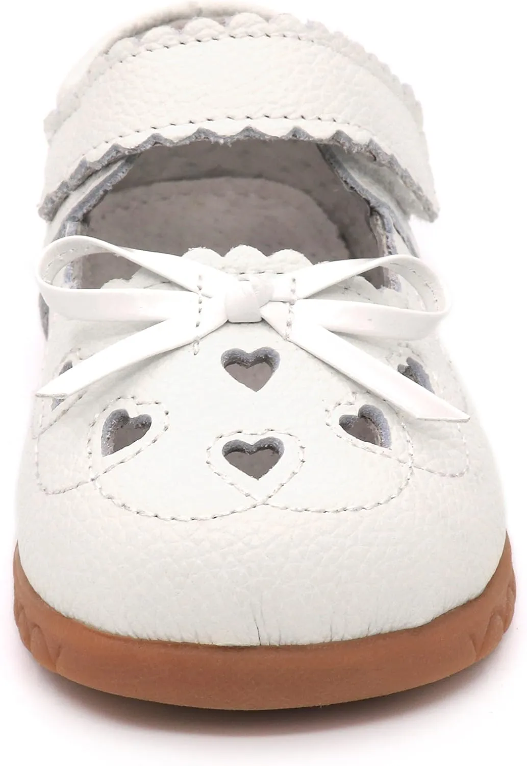 Femizee Girls Leather Bows Design Soft Round Toe Princess Dress Mary Jane Flat Shoes(Toddler/Little Kid)