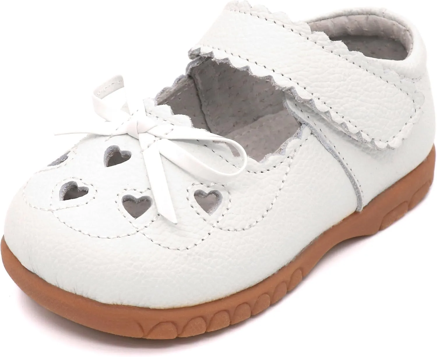 Femizee Girls Leather Bows Design Soft Round Toe Princess Dress Mary Jane Flat Shoes(Toddler/Little Kid)