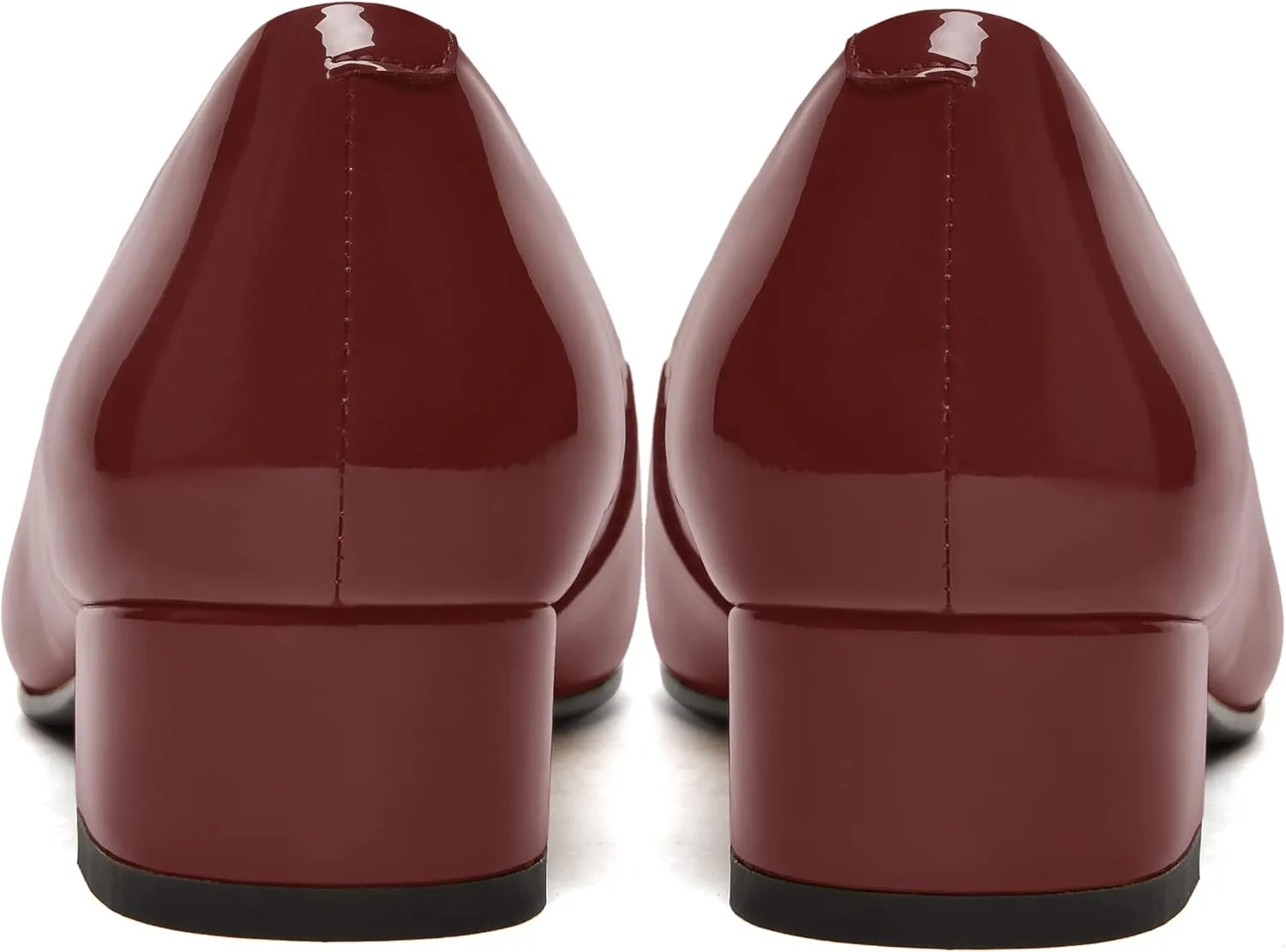FEMSTEP Women's Low Heels Pointed Toe Casual Patent Leather Slip On Chunky Pumps Shoes 1.5 Inch