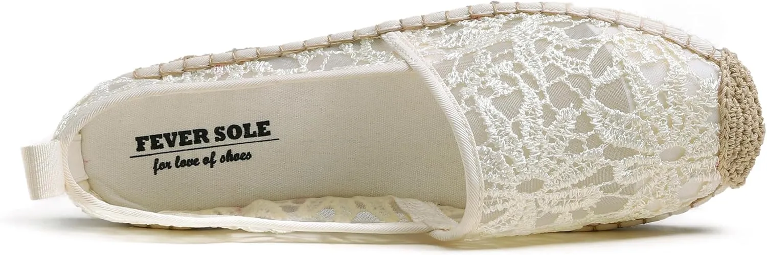 FEVERSOLE Close Toe Espadrilles Women's Comfort Breathable Slip On Flats Shoes