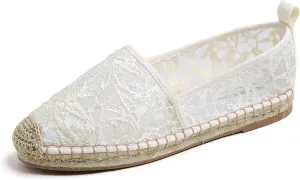FEVERSOLE Close Toe Espadrilles Women's Comfort Breathable Slip On Flats Shoes